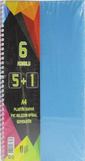 Umut U-deep A4 Büyük Boy 175 Yaprak Ayraçlı Spiralli Plastik Kapaklı 5 Kareli + 1 Çizgili