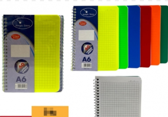MAGİC LİNES PLASTİK KAPAK A6 SPİRALLİ NOT DEFTERİ KARELİ 60YP A6