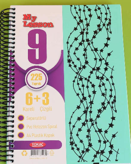 Tokaç Bölmeli 225 Yaprak 6+3 Spiralli Ayraçlı Defter