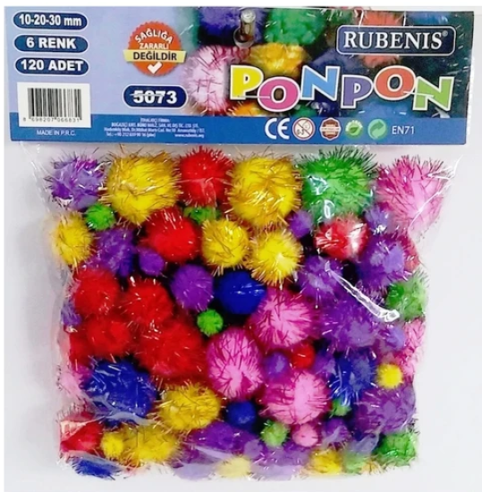Rubenis Ponpon Simli 10-20-30 mm 6 Renk 120`li 5073