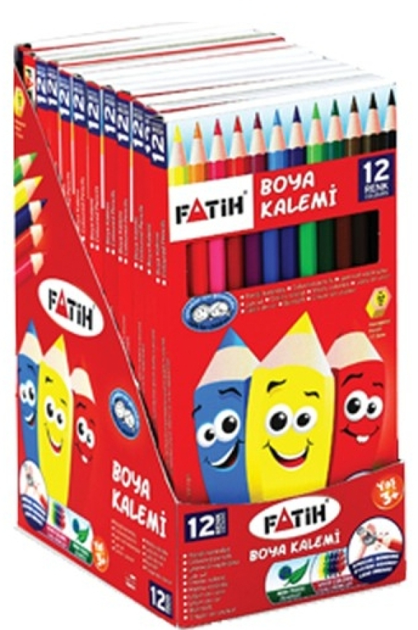 Fatih 12 Renk Tam Boy Kuru Boya Kalemi 