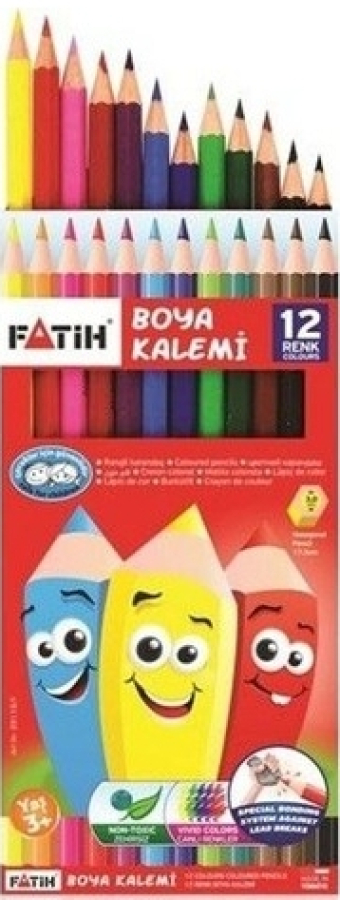 Fatih 12 Renk Tam Boy Kuru Boya Kalemi 