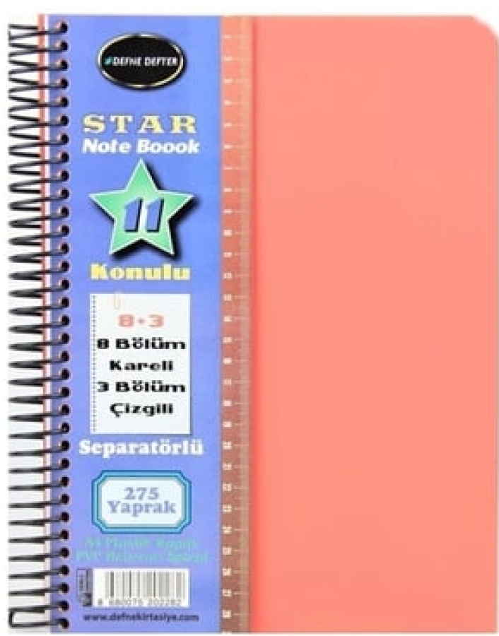 11 Bölmeli Defter