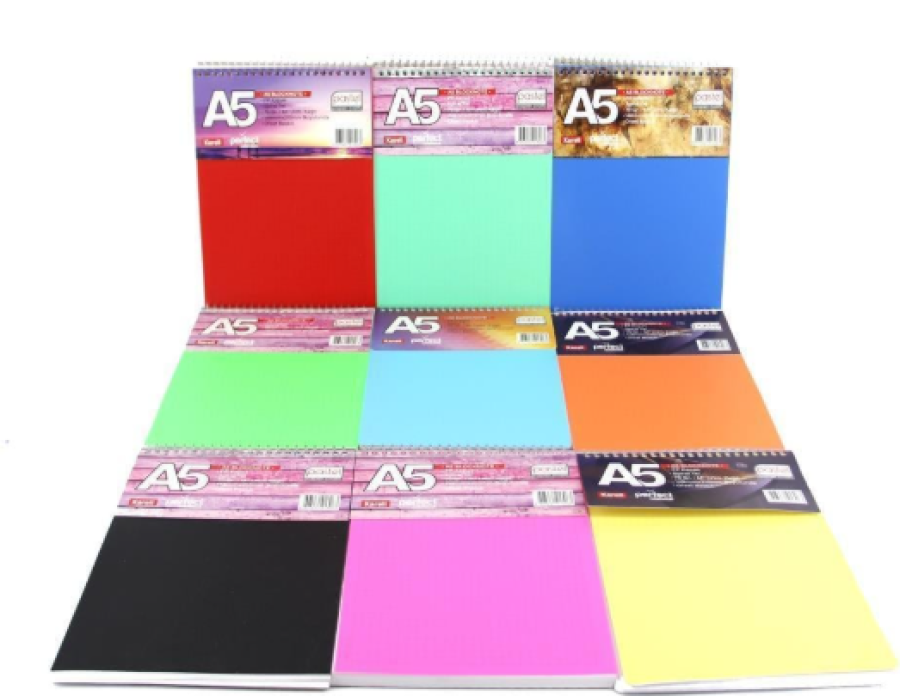 A5 Üstten Spiralli Pp.Kapak 80 Yp. Bloknot Kareli Çizgili