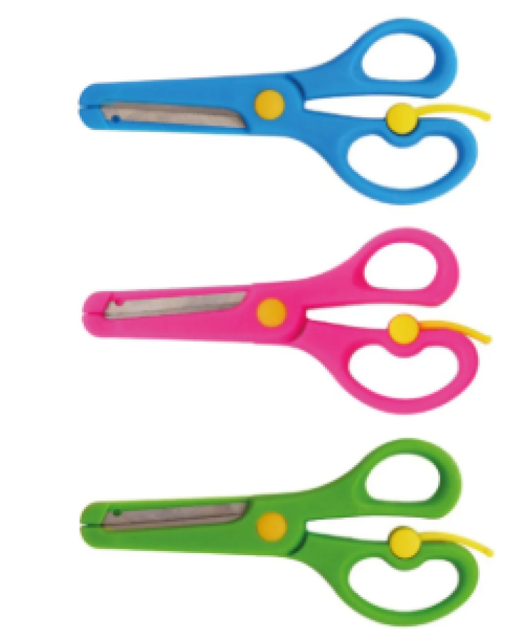  Çocuk Makası Küt Uçlu Yaylı Plastik Korumalı Okul Öğrenci Makası