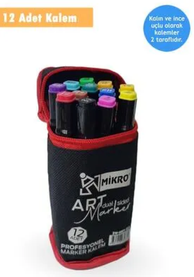 MİKRO ZW-8001-12 ART ÇİFT TARAFLI MARKER ÇANTALI